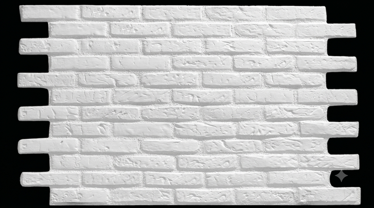 Dekorativni stenski panel - Opeka Refractario bela - 106 x 82 cm