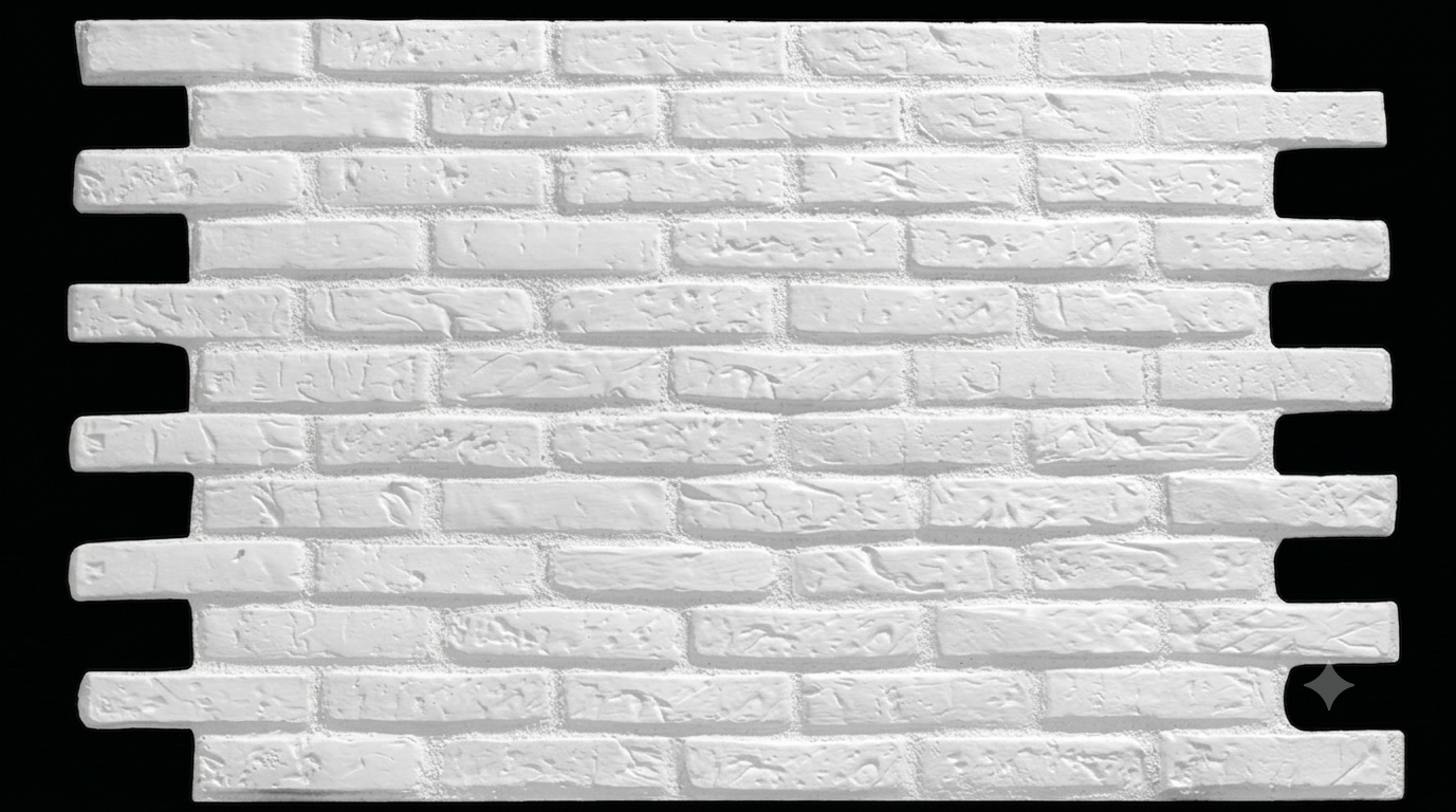 Dekorativni stenski panel - Opeka Refractario bela - 106 x 82 cm