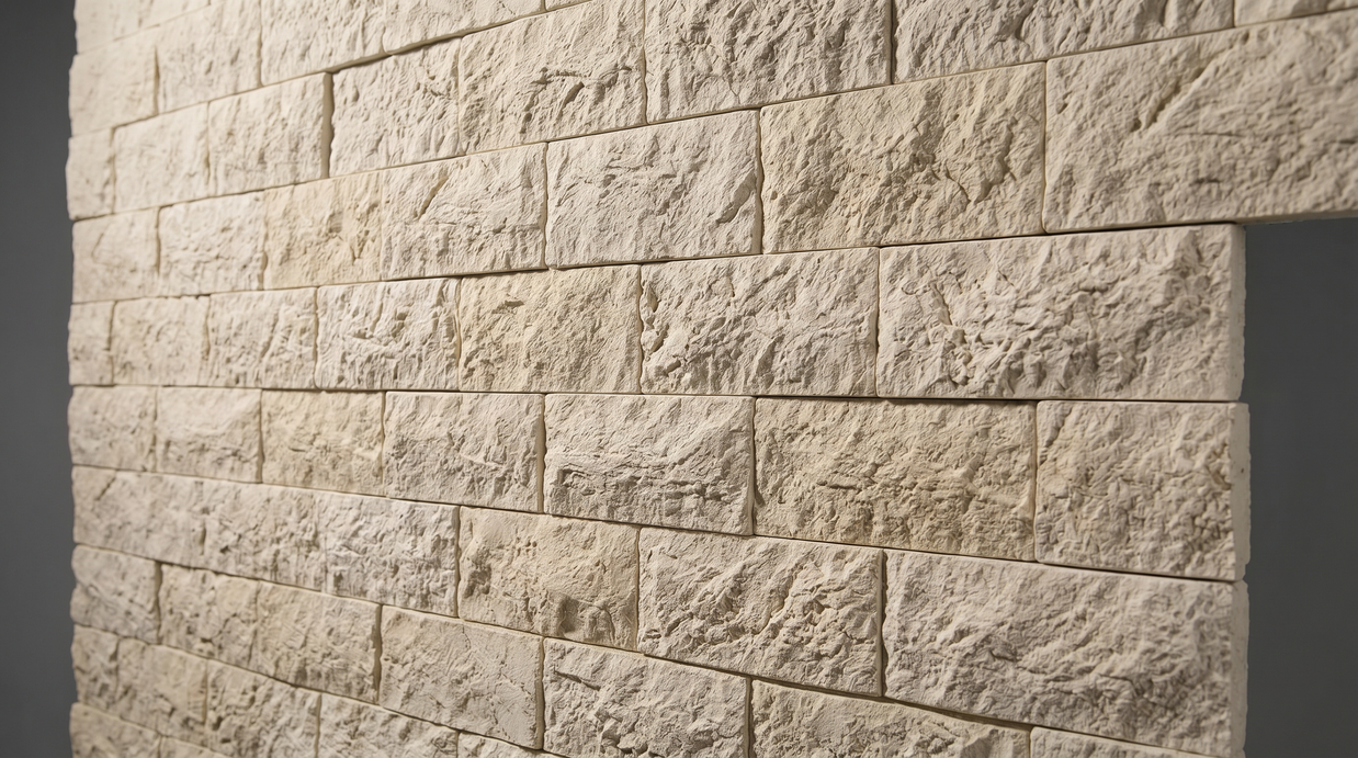Dekorativni stenski panel - Kamen Travertino Blanco - 107 x 88 cm