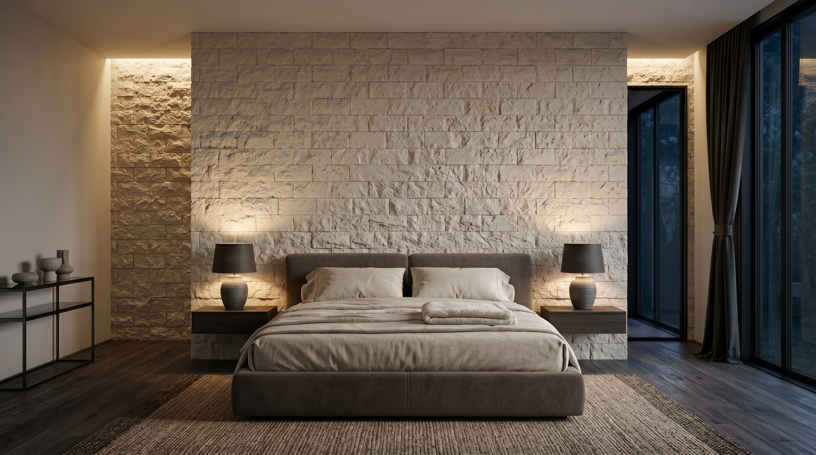 Dekorativni stenski panel - Kamen Travertino Blanco - 107 x 88 cm