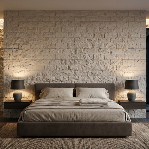 Dekorativni stenski panel - Kamen Travertino Blanco - 107 x 88 cm