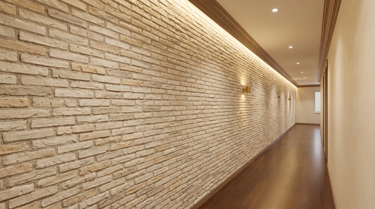 Dekorativni stenski panel - Opeka Viejo Blanco - 118 x 93 cm