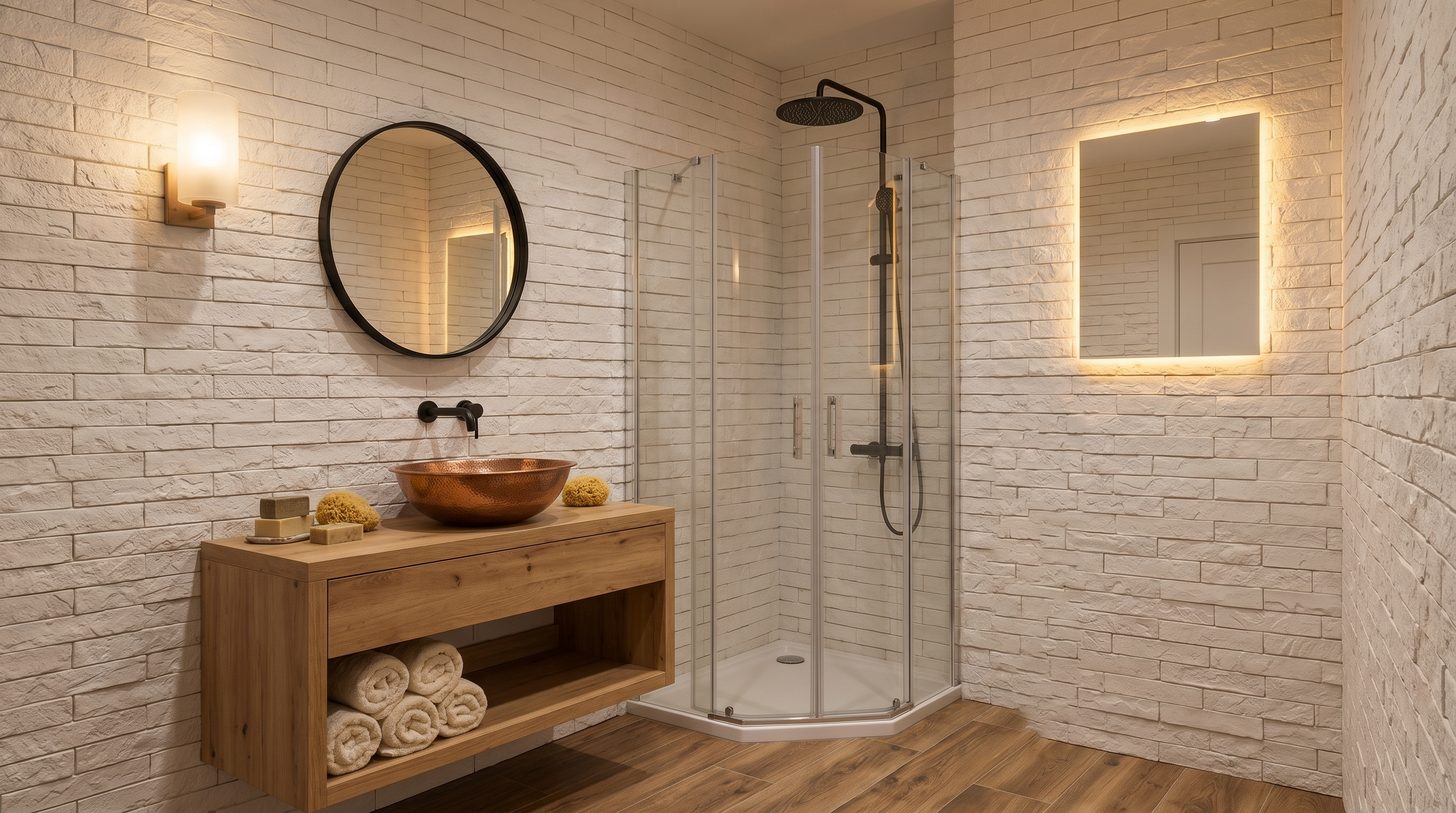 Dekorativni stenski panel - Opeka Santander bela - 118 x 93 cm