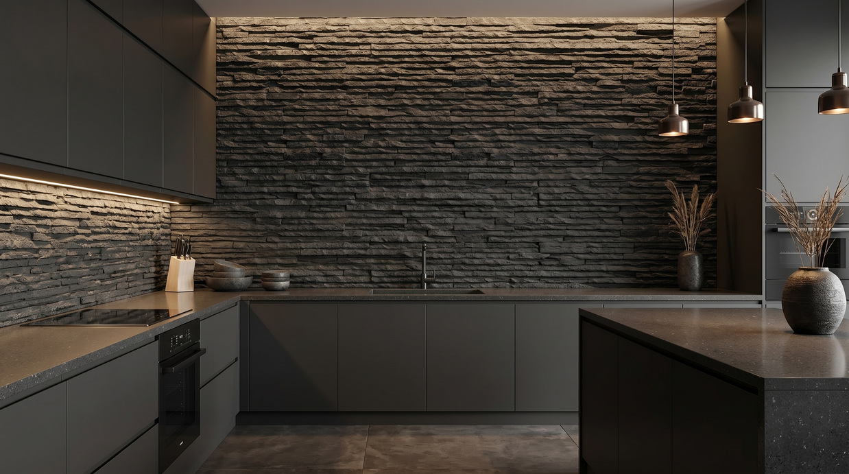 Dekorativni stenski panel - Skrilavec Valladolid črna - 112 x 80 cm