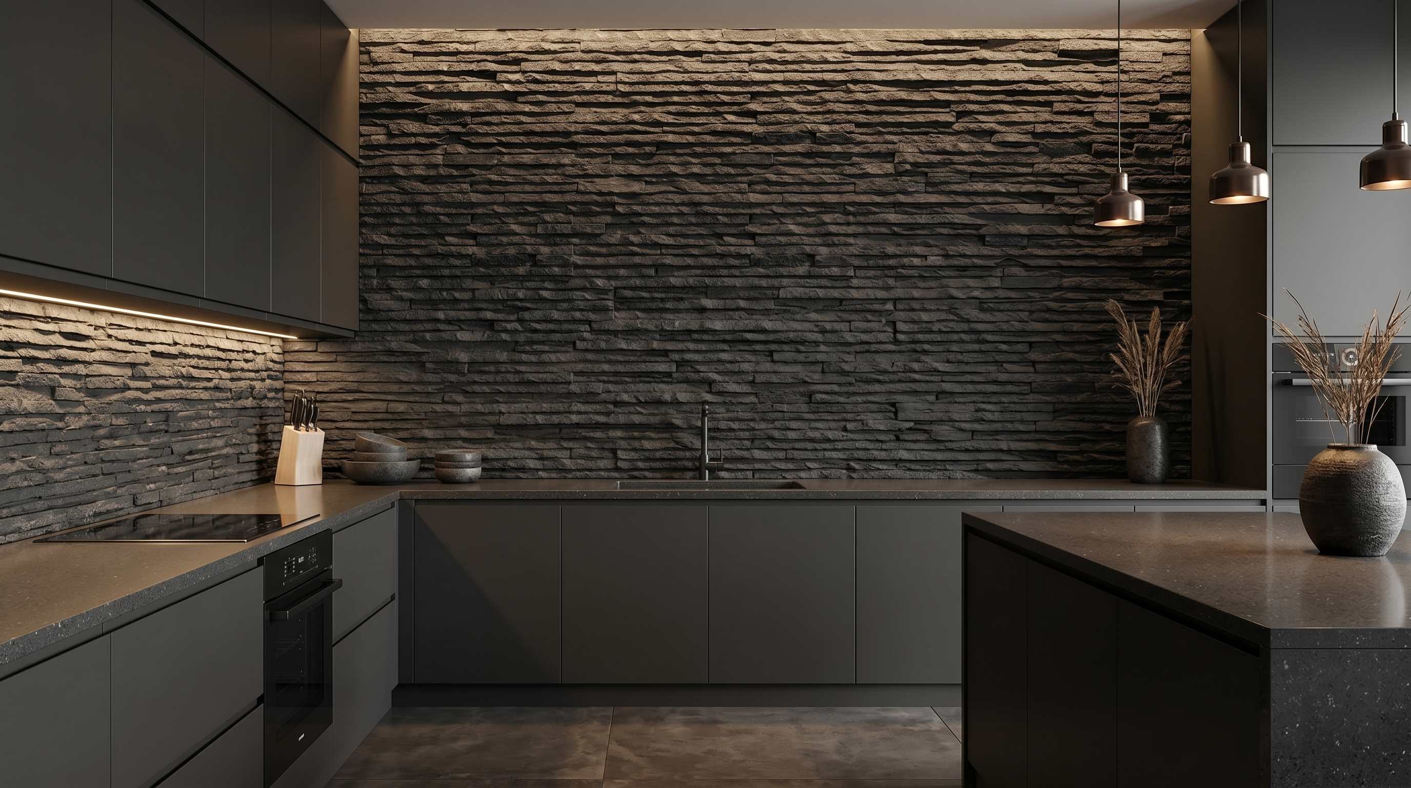 Dekorativni stenski panel - Skrilavec Valladolid črna - 112 x 80 cm