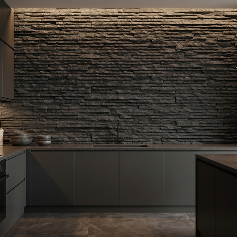 Dekorativni stenski panel - Skrilavec Valladolid črna - 112 x 80 cm