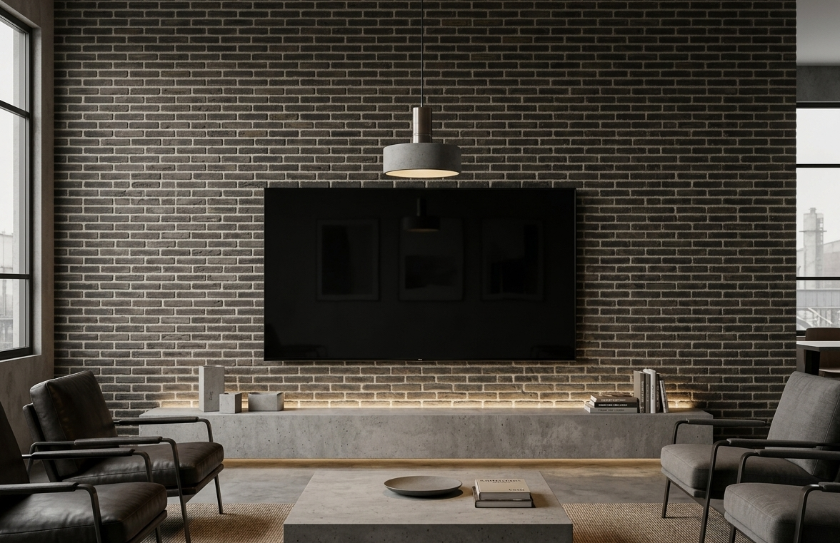 Dekorativni stenski panel - Opeka Rustic Gris Negro - 117 x 91,5 cm