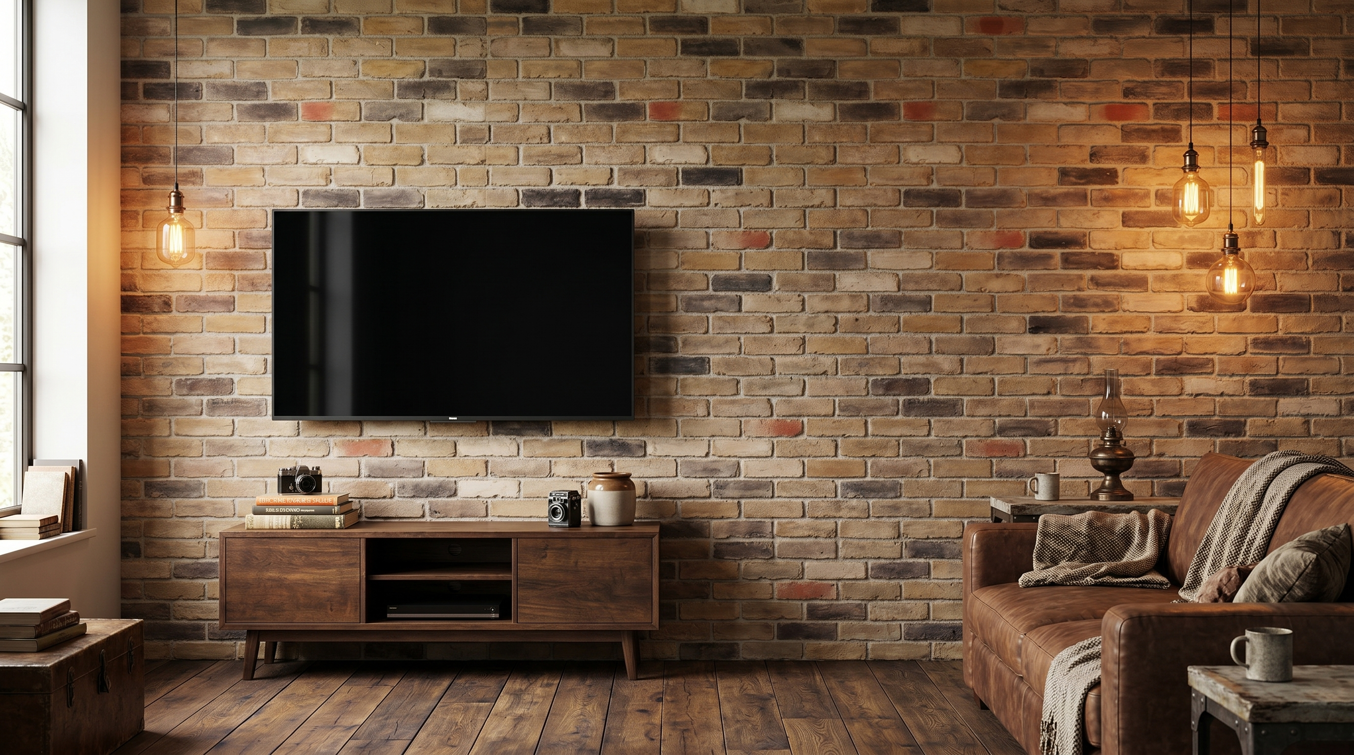 Dekorativni stenski panel - Opeka English Marron - 106 x 100 cm