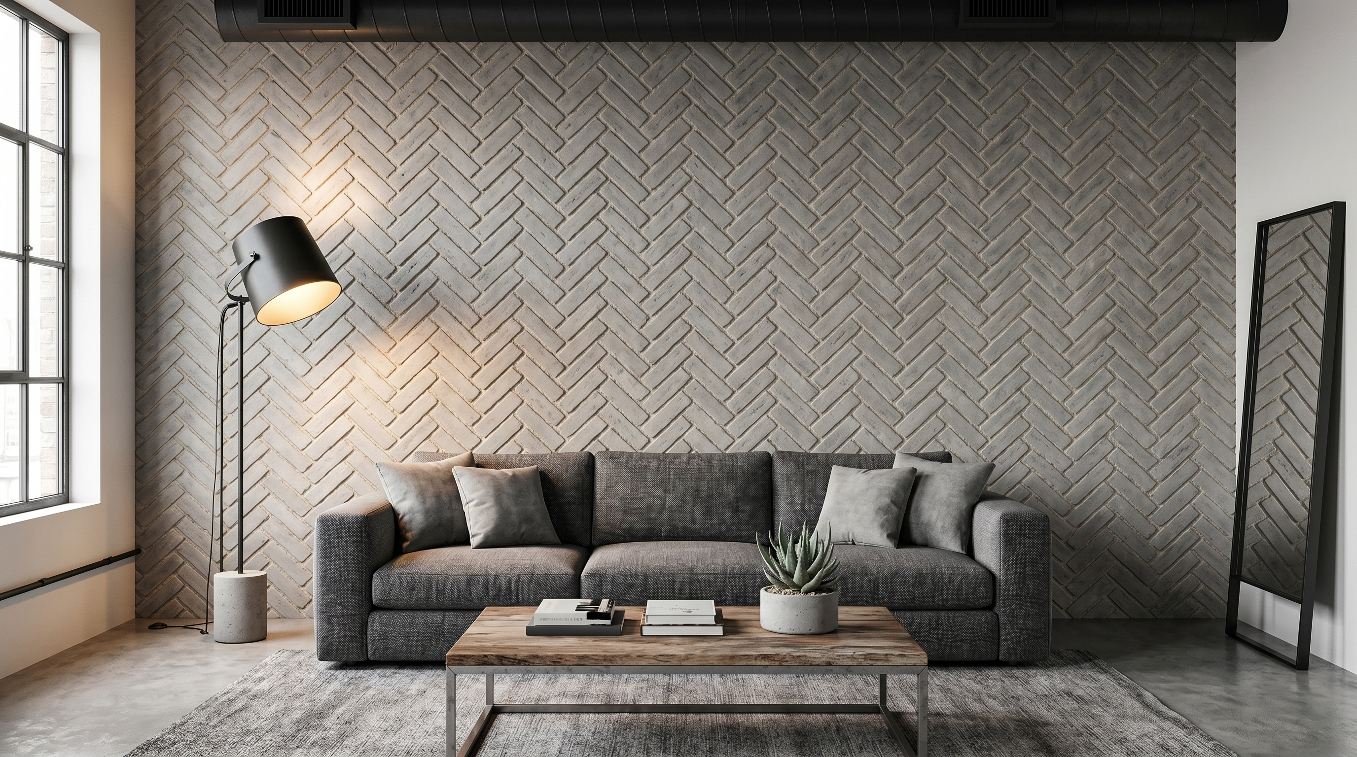 Dekorativni stenski panel - Opeka Espiga Gris - 125 x 100 cm