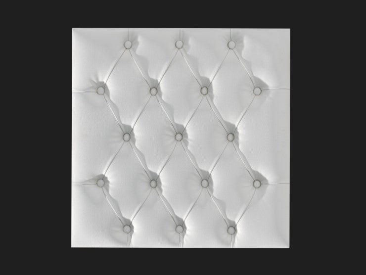Dekorativni stenski panel - Tekstura Capitone bela - 60 x 60 cm