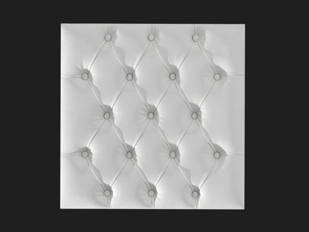 Dekorativni stenski panel - Tekstura Capitone bela - 60 x 60 cm