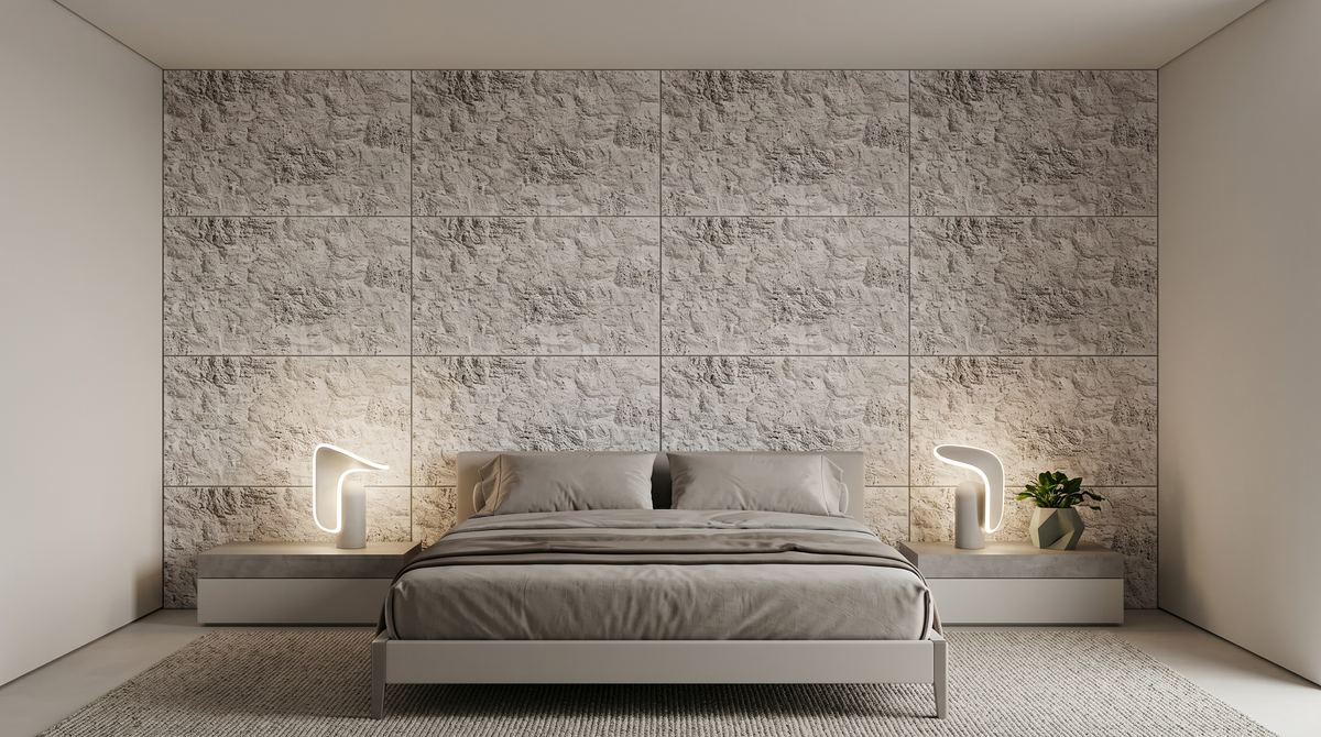 Dekorativni stenski panel - Tekstura Etna bela - 124 x 90 cm
