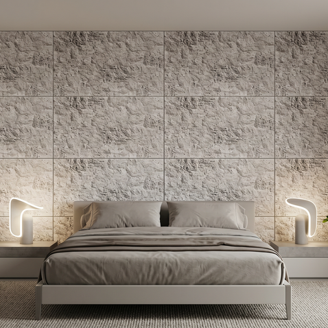 Dekorativni stenski panel - Tekstura Etna bela - 124 x 90 cm