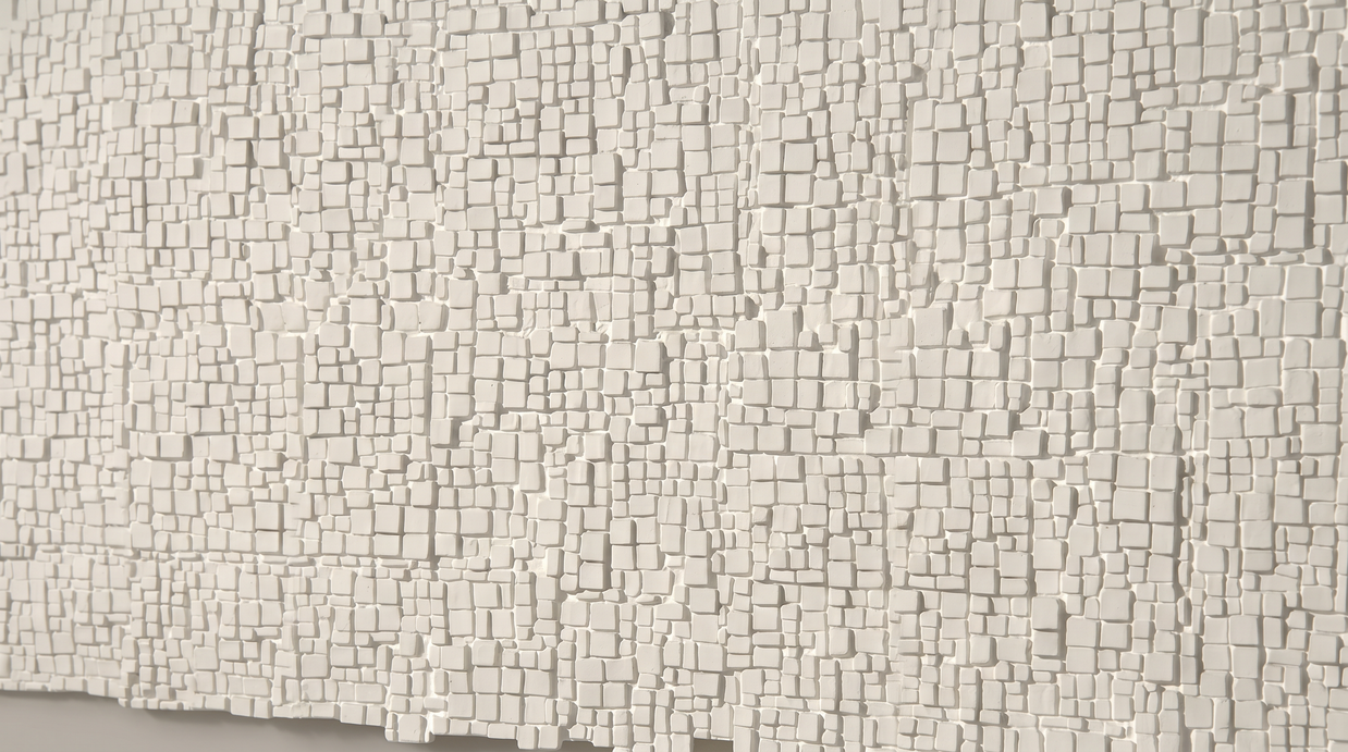 Dekorativni stenski panel - Tekstura Cube bela - 117 x 91 cm