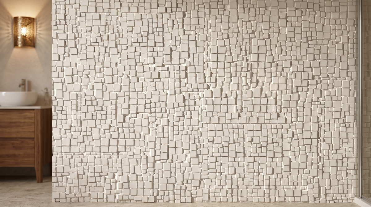 Dekorativni stenski panel - Tekstura Cube bela - 117 x 91 cm