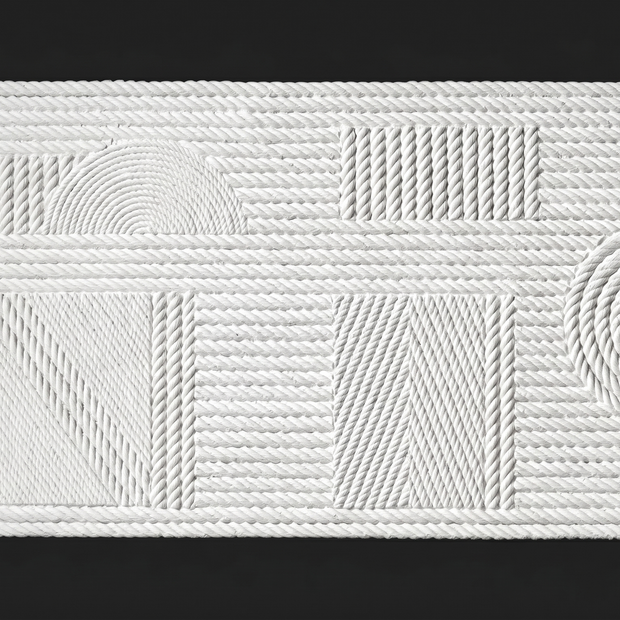 Dekorativni stenski panel - Tekstura Cuerdas bela - 220 x 101 cm