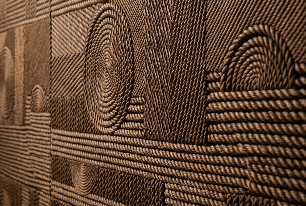 Dekorativni stenski panel - Tekstura Cuerdas rjava - 220 x 101 cm