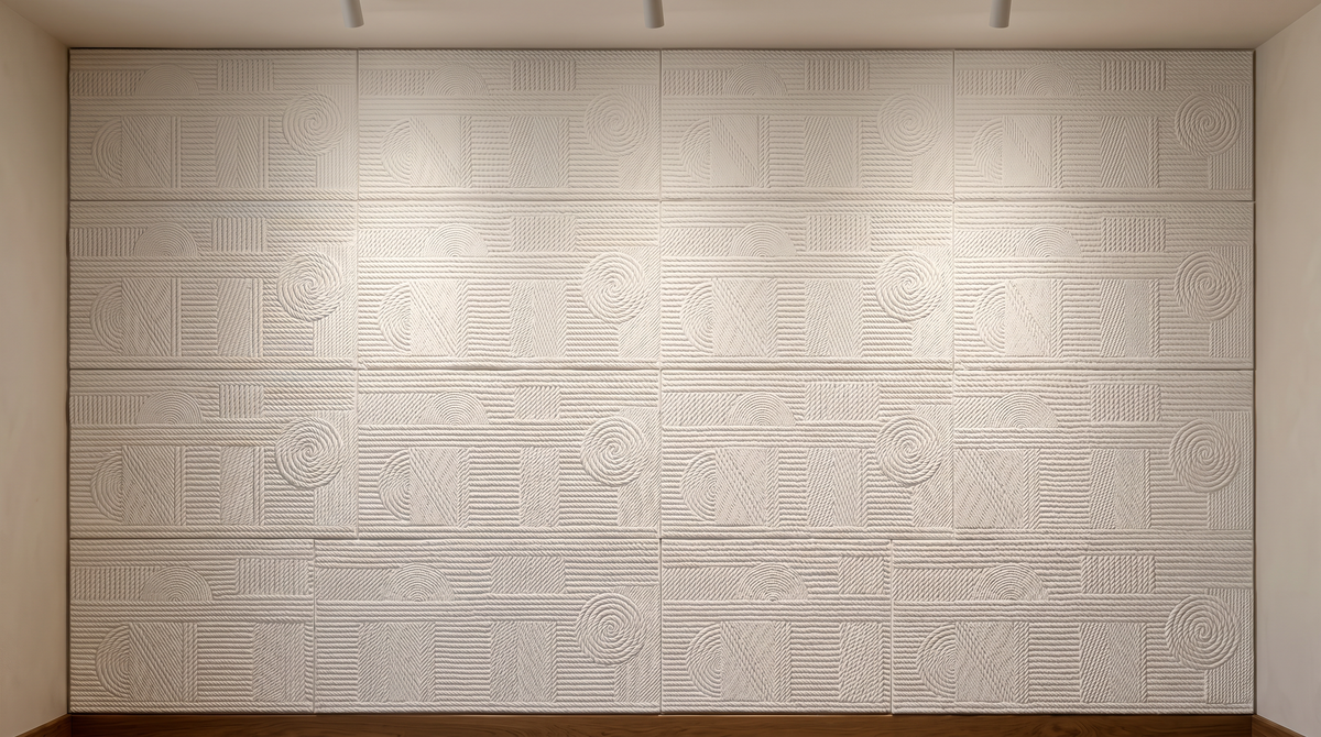 Dekorativni stenski panel - Tekstura Cuerdas bela - 220 x 101 cm
