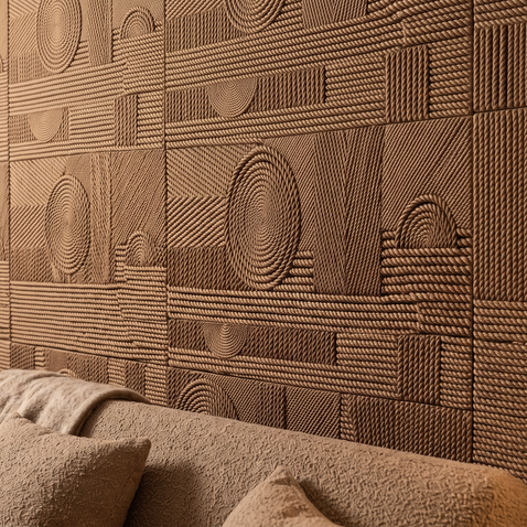 Dekorativni stenski panel - Tekstura Cuerdas rjava - 220 x 101 cm
