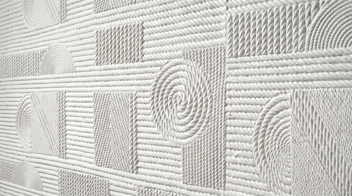 Dekorativni stenski panel - Tekstura Cuerdas bela - 220 x 101 cm