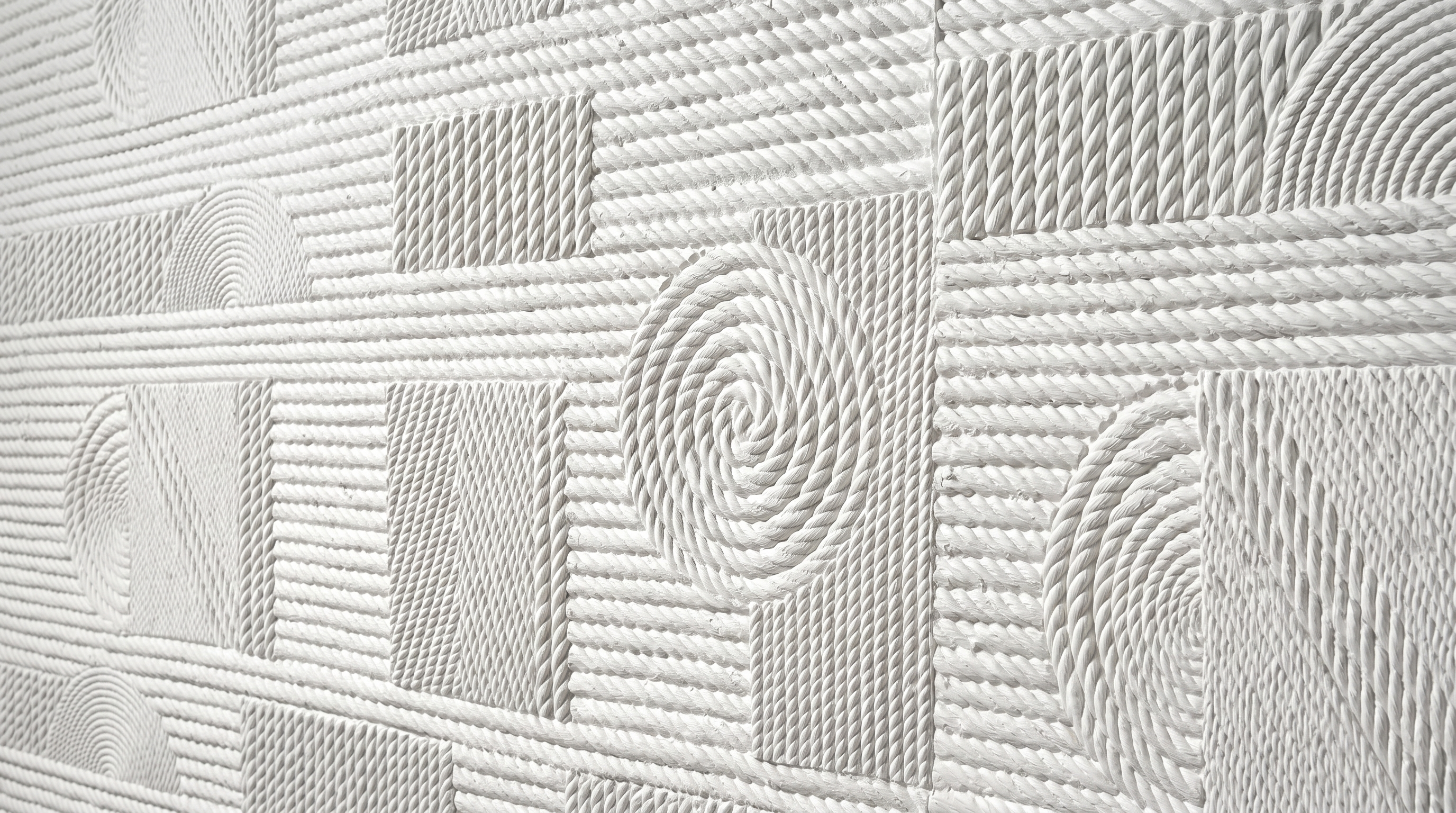 Dekorativni stenski panel - Tekstura Cuerdas bela - 220 x 101 cm