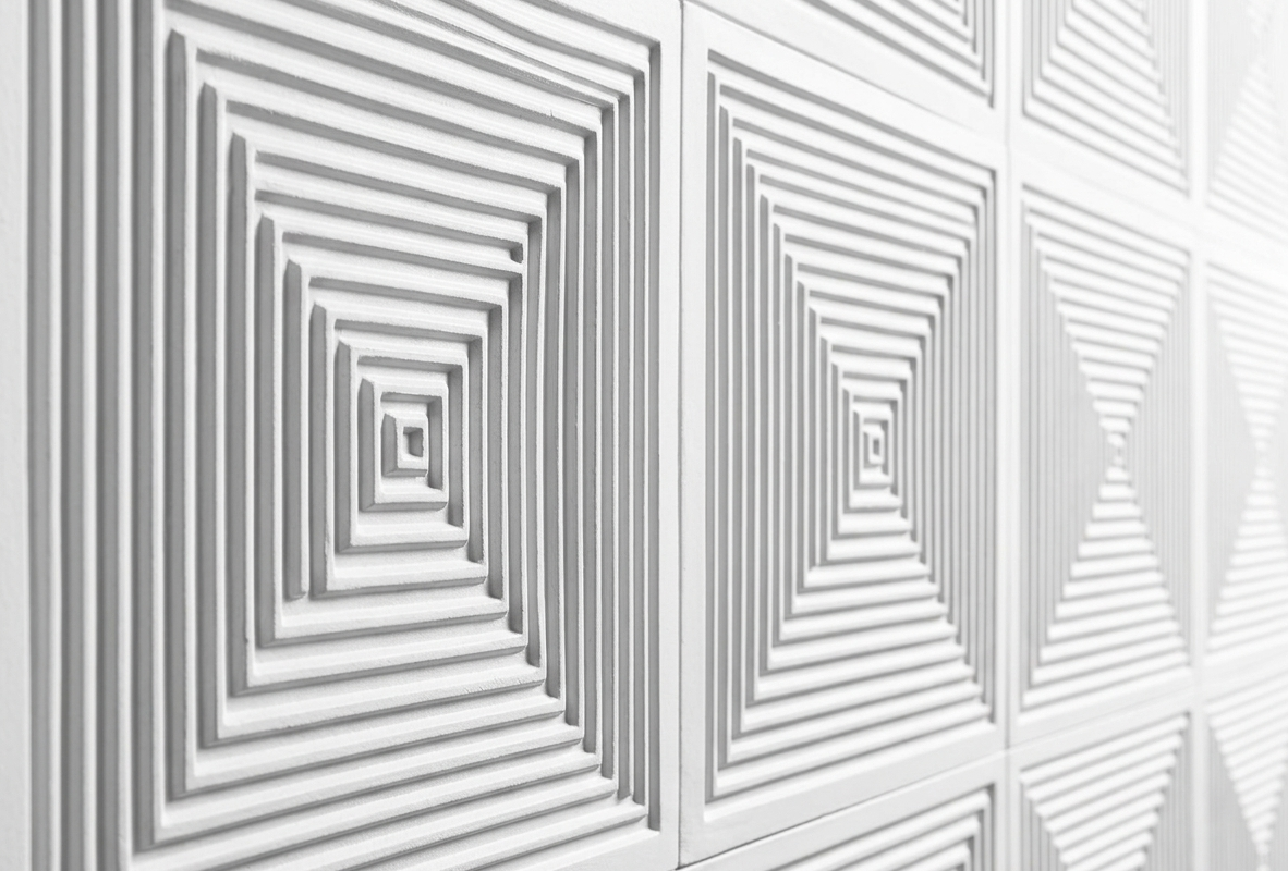 Dekorativni stenski panel - Tekstura Giza bela - 90,5 x 90,5 cm