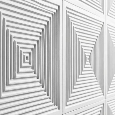 Dekorativni stenski panel - Tekstura Giza bela - 90,5 x 90,5 cm