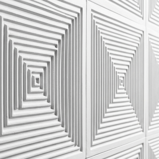 Dekorativni stenski panel - Tekstura Giza bela - 90,5 x 90,5 cm