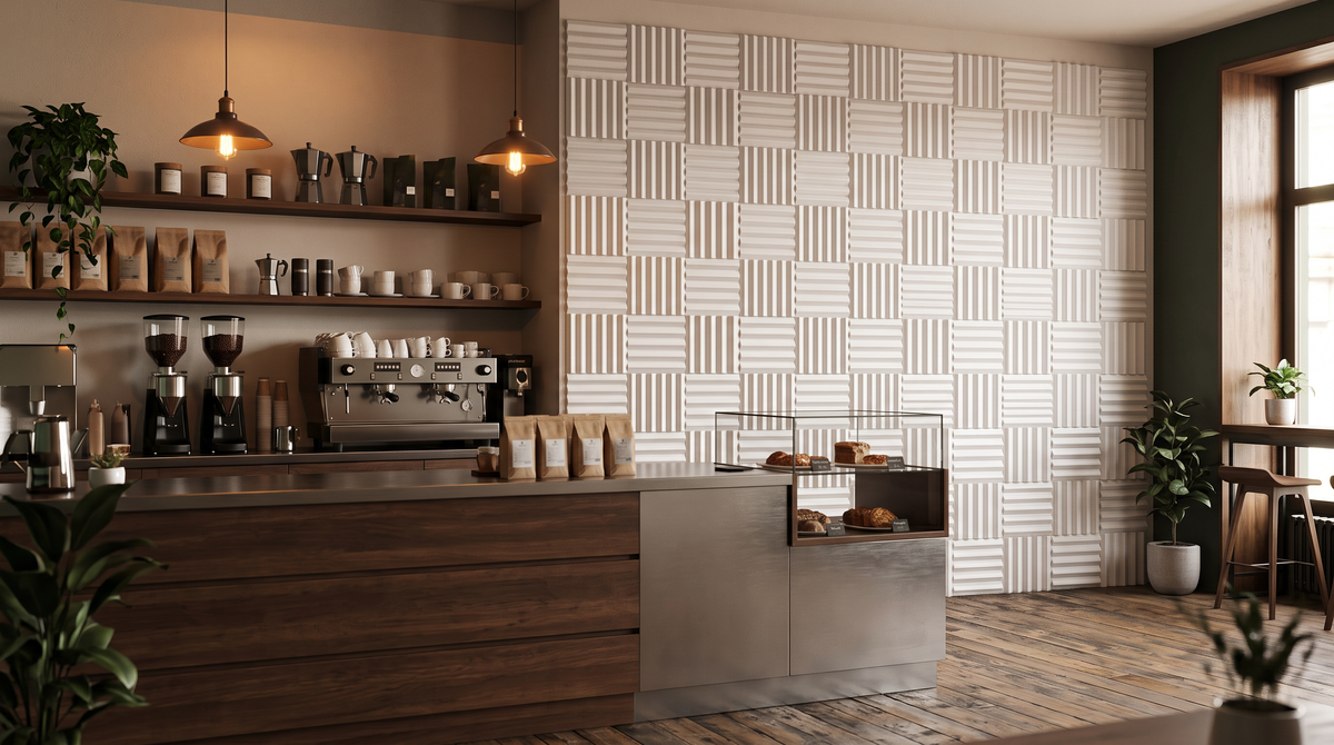 Dekorativni stenski panel - Tekstura Tokio bela - 87 x 87 cm