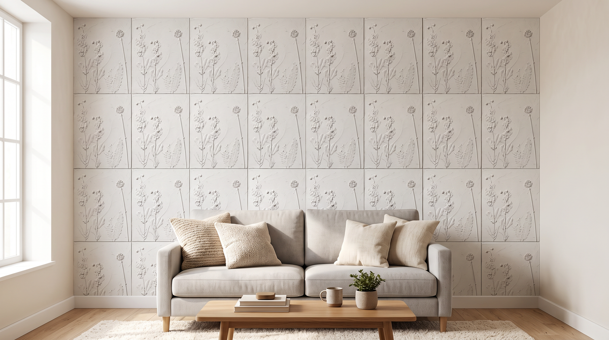 Dekorativni stenski panel - Cvetje 3D Flower bela (A/B/C/D) - 80 x 60 cm