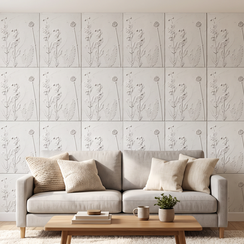 Dekorativni stenski panel - Cvetje 3D Flower bela (A/B/C/D) - 80 x 60 cm